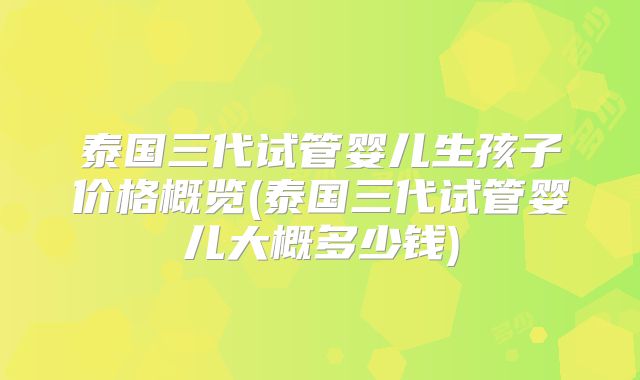 泰国三代试管婴儿生孩子价格概览(泰国三代试管婴儿大概多少钱)