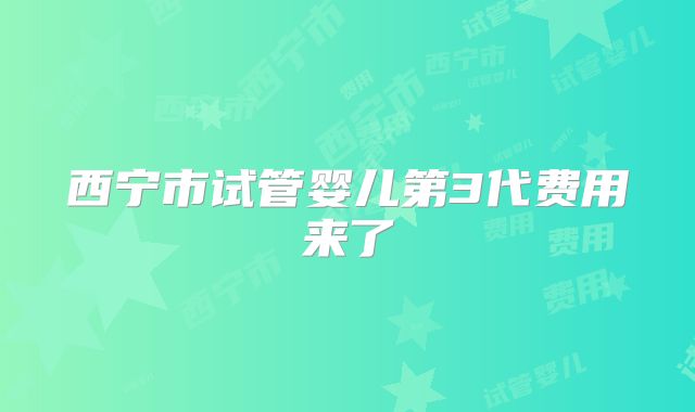 西宁市试管婴儿第3代费用来了