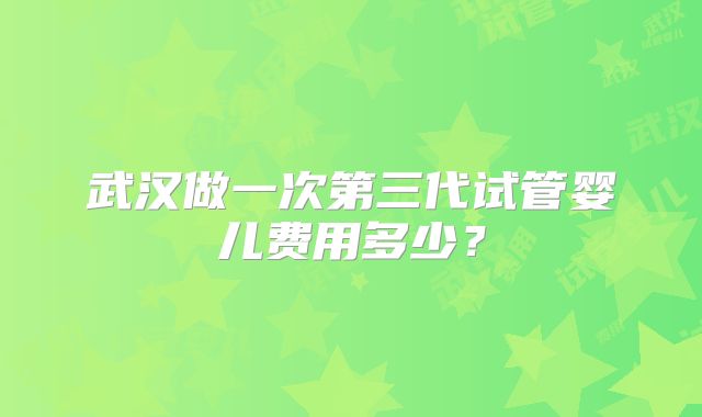 武汉做一次第三代试管婴儿费用多少？