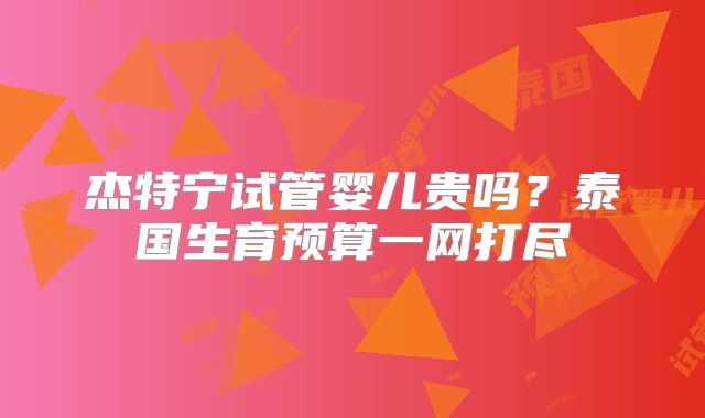 杰特宁试管婴儿贵吗?泰国生育预算一网打尽
