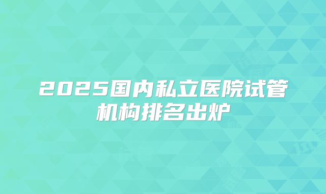 2025国内私立医院试管机构排名出炉