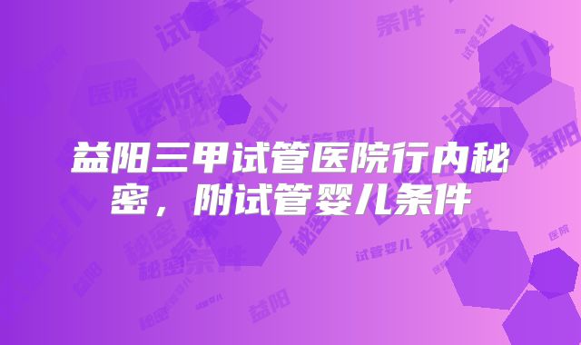 益阳三甲试管医院行内秘密，附试管婴儿条件