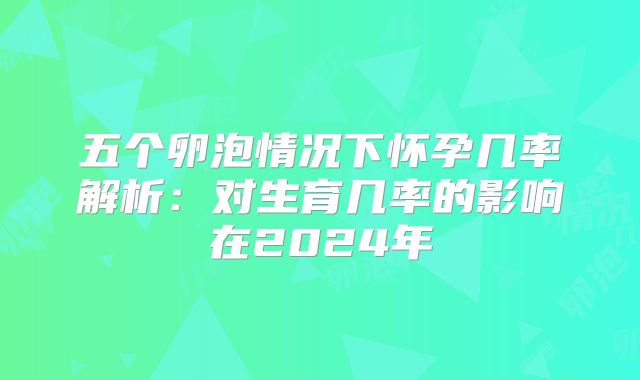 五个卵泡情况下怀孕几率解析：对生育几率的影响在2024年