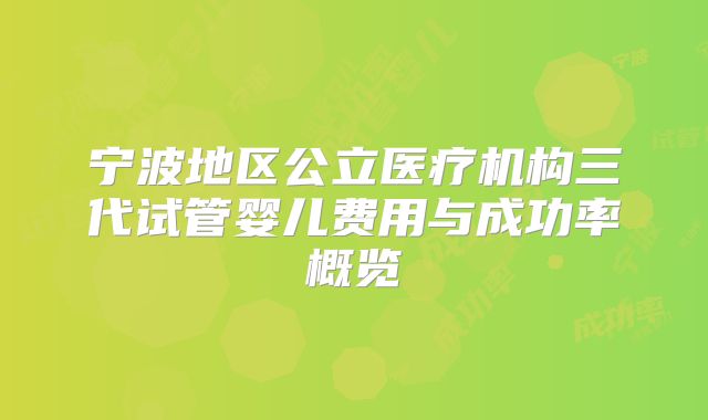 宁波地区公立医疗机构三代试管婴儿费用与成功率概览