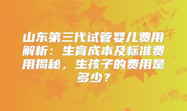 山东第三代试管婴儿费用解析：生育成本及标准费用揭秘，生孩子的费用是多少？
