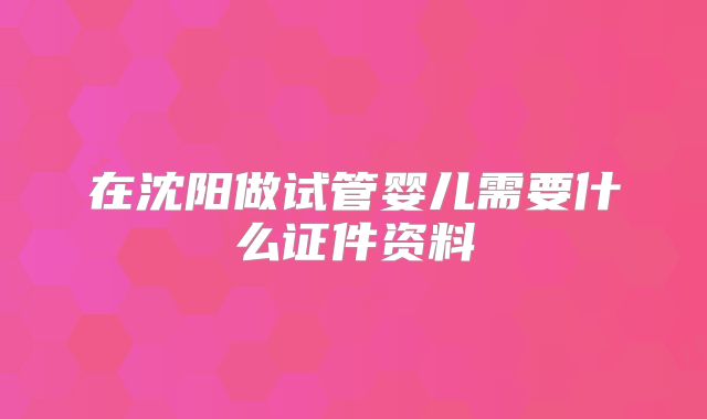 在沈阳做试管婴儿需要什么证件资料