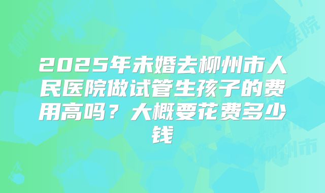 2025年未婚去柳州市人民医院做试管生孩子的费用高吗?大概要花费多少钱