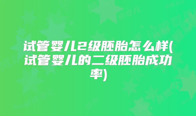 试管婴儿2级胚胎怎么样(试管婴儿的二级胚胎成功率)