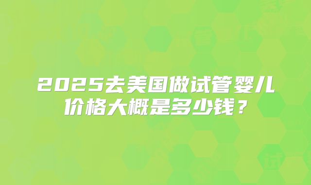 2025去美国做试管婴儿价格大概是多少钱？