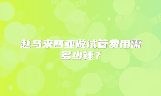赴马来西亚做试管费用需多少钱？