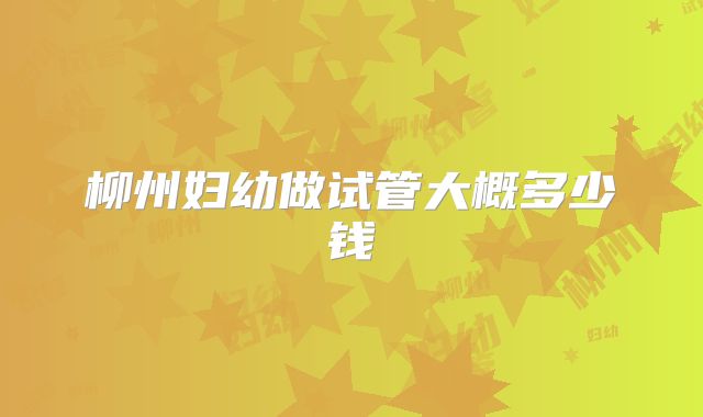 柳州妇幼做试管大概多少钱