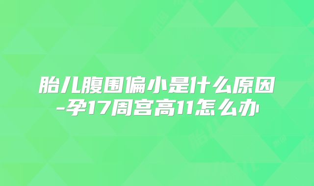 胎儿腹围偏小是什么原因-孕17周宫高11怎么办
