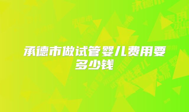承德市做试管婴儿费用要多少钱