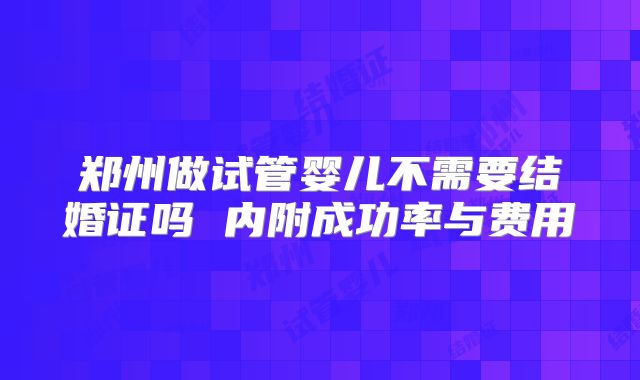 郑州做试管婴儿不需要结婚证吗 内附成功率与费用