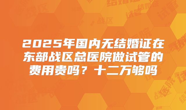 2025年国内无结婚证在东部战区总医院做试管的费用贵吗？十二万够吗