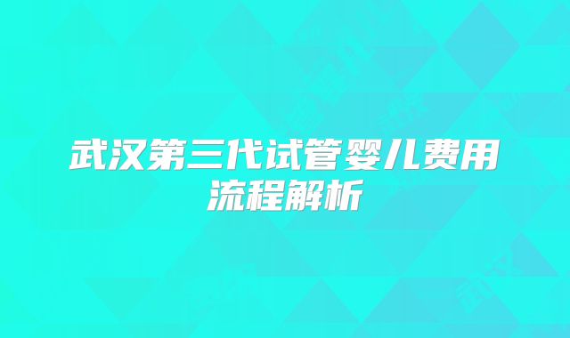 武汉第三代试管婴儿费用流程解析