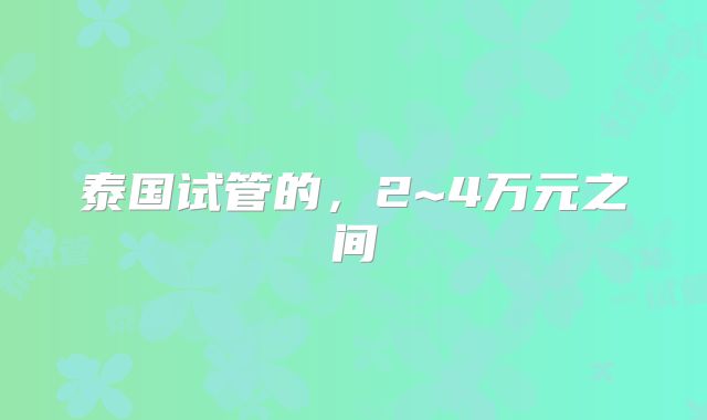 泰国试管的,2~4万元之间