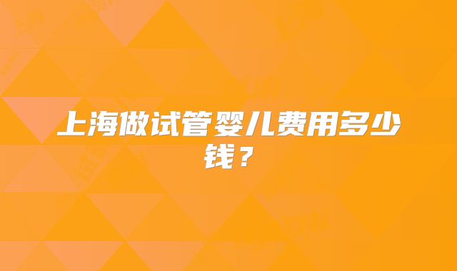 上海做试管婴儿费用多少钱?