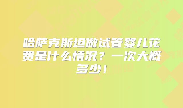 哈萨克斯坦做试管婴儿花费是什么情况?一次大概多少!