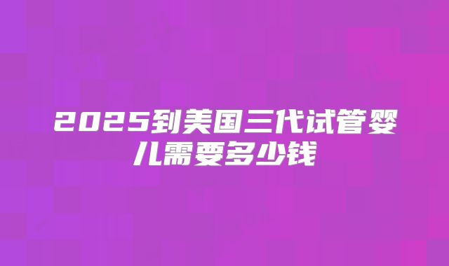 2025到美国三代试管婴儿需要多少钱