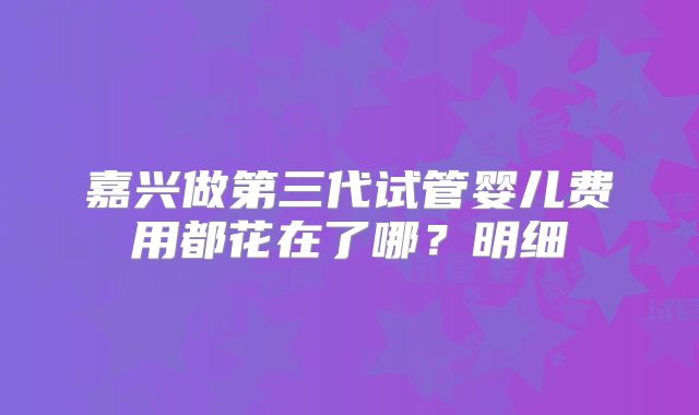 嘉兴做第三代试管婴儿费用都花在了哪？明细