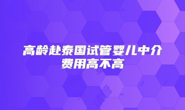 高龄赴泰国试管婴儿中介费用高不高