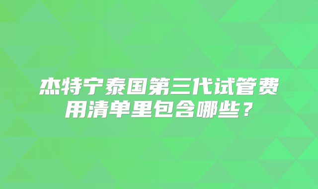 杰特宁泰国第三代试管费用清单里包含哪些？