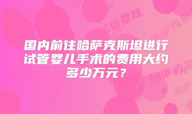 国内前往哈萨克斯坦进行试管婴儿手术的费用大约多少万元？
