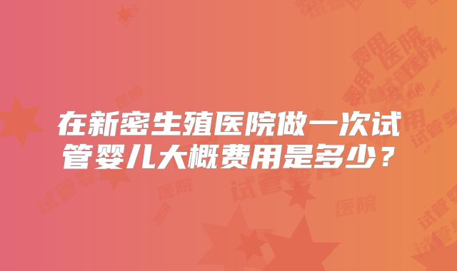 在新密生殖医院做一次试管婴儿大概费用是多少?