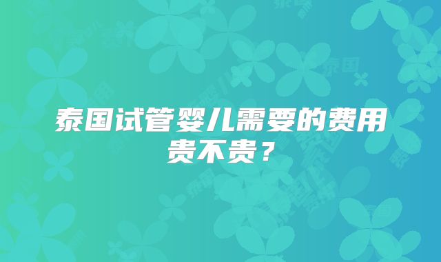 泰国试管婴儿需要的费用贵不贵？