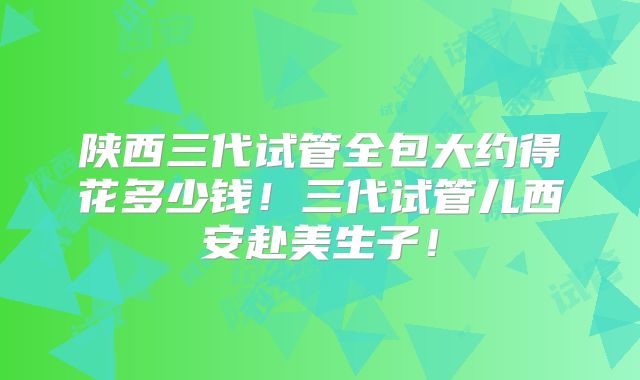 陕西三代试管全包大约得花多少钱！三代试管儿西安赴美生子！