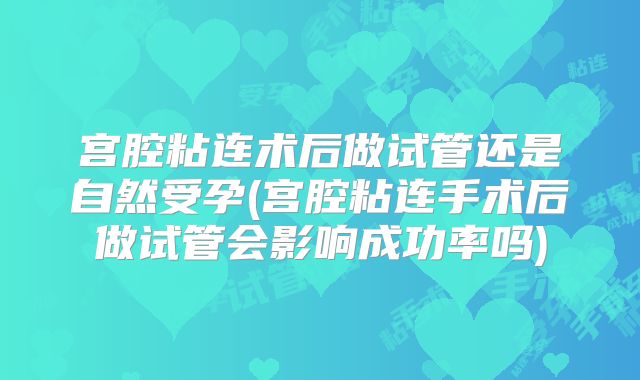 宫腔粘连术后做试管还是自然受孕(宫腔粘连手术后做试管会影响成功率吗)