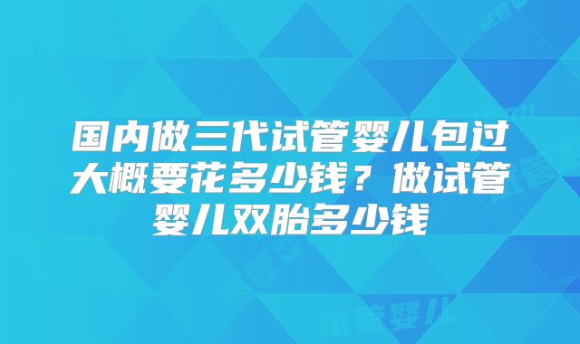 国内做三代试管婴儿包过大概要花多少钱?做试管婴儿双胎多少钱