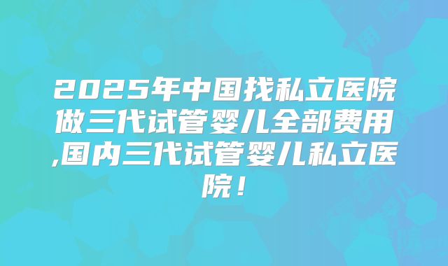 2025年中国找私立医院做三代试管婴儿全部费用,国内三代试管婴儿私立医院！