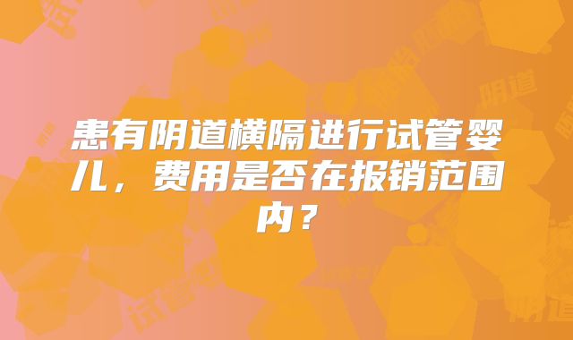 患有阴道横隔进行试管婴儿，费用是否在报销范围内？