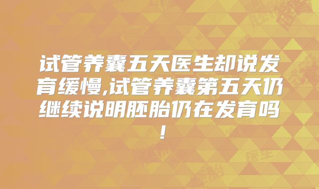试管养囊五天医生却说发育缓慢,试管养囊第五天仍继续说明胚胎仍在发育吗!