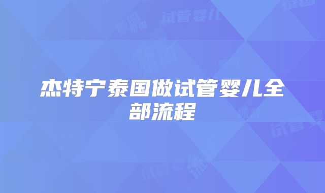 杰特宁泰国做试管婴儿全部流程