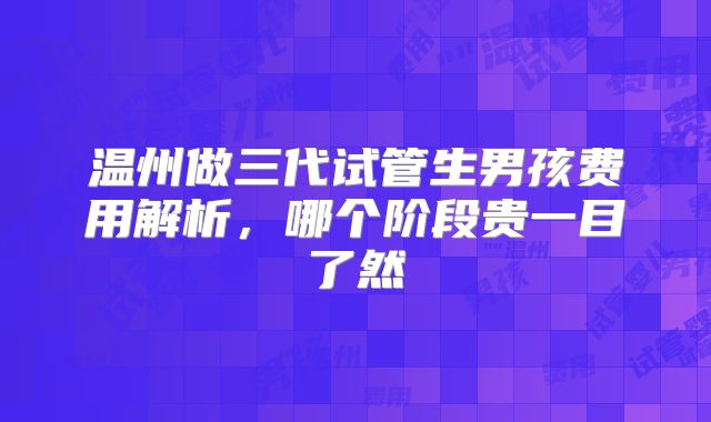 温州做三代试管生男孩费用解析,哪个阶段贵一目了然