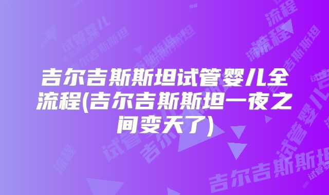 吉尔吉斯斯坦试管婴儿全流程(吉尔吉斯斯坦一夜之间变天了)