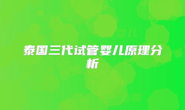 泰国三代试管婴儿原理分析