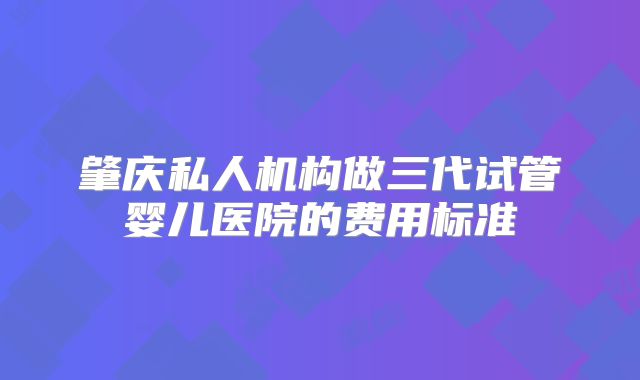 肇庆私人机构做三代试管婴儿医院的费用标准