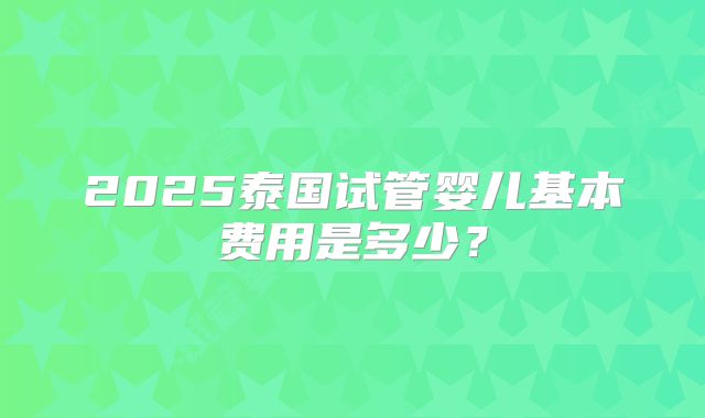 2025泰国试管婴儿基本费用是多少？