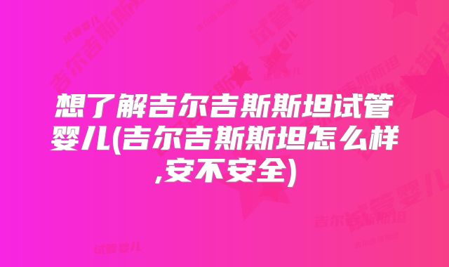 想了解吉尔吉斯斯坦试管婴儿(吉尔吉斯斯坦怎么样,安不安全)