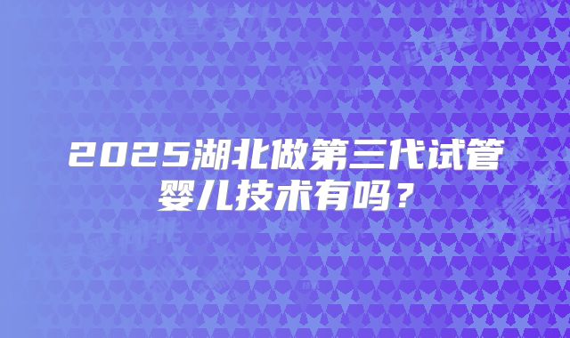2025湖北做第三代试管婴儿技术有吗?