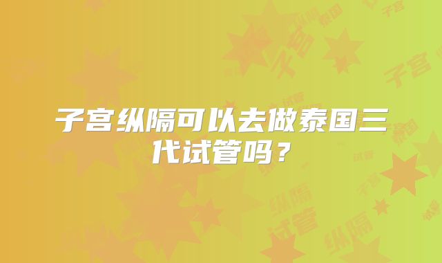 子宫纵隔可以去做泰国三代试管吗？