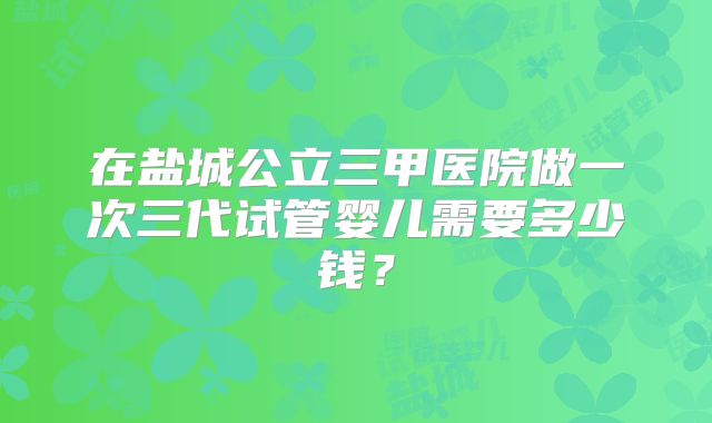 在盐城公立三甲医院做一次三代试管婴儿需要多少钱?