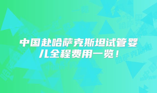 中国赴哈萨克斯坦试管婴儿全程费用一览！