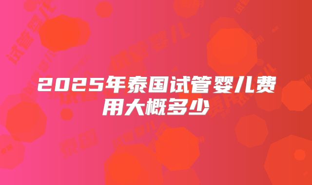 2025年泰国试管婴儿费用大概多少