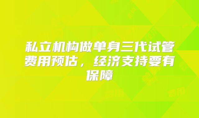 私立机构做单身三代试管费用预估,经济支持要有保障