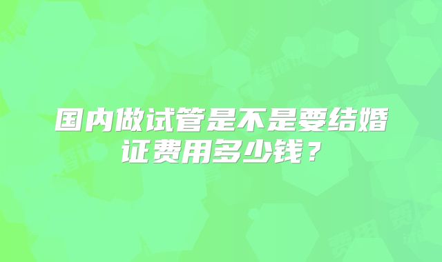 国内做试管是不是要结婚证费用多少钱?